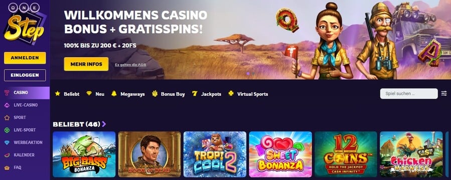 One Step Casino Wettanbieter ohne OASIS mit PayPal